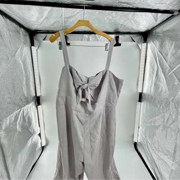 Roxy Glen Plaid Jumpsuit Spring WAYF Neutral Front Cutout Plus Size 3X NWT - Picture 3 of 14